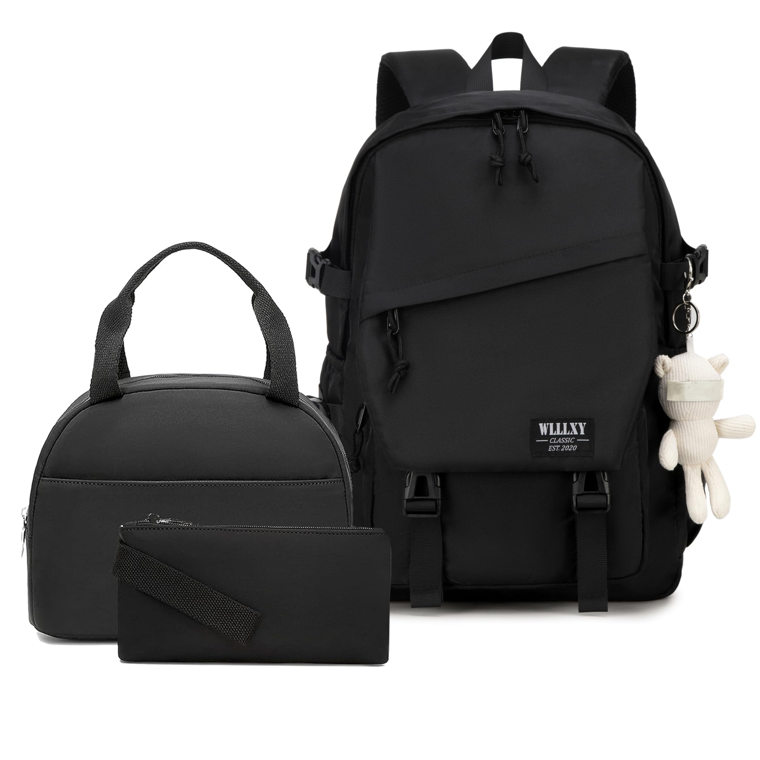 Front. Live At Space - College School Bag For Men Women Laptop Backpack 15 6 Inch Anti Travel Daypack Large Elementary Middle High Bookbags - Black-set-Medium.