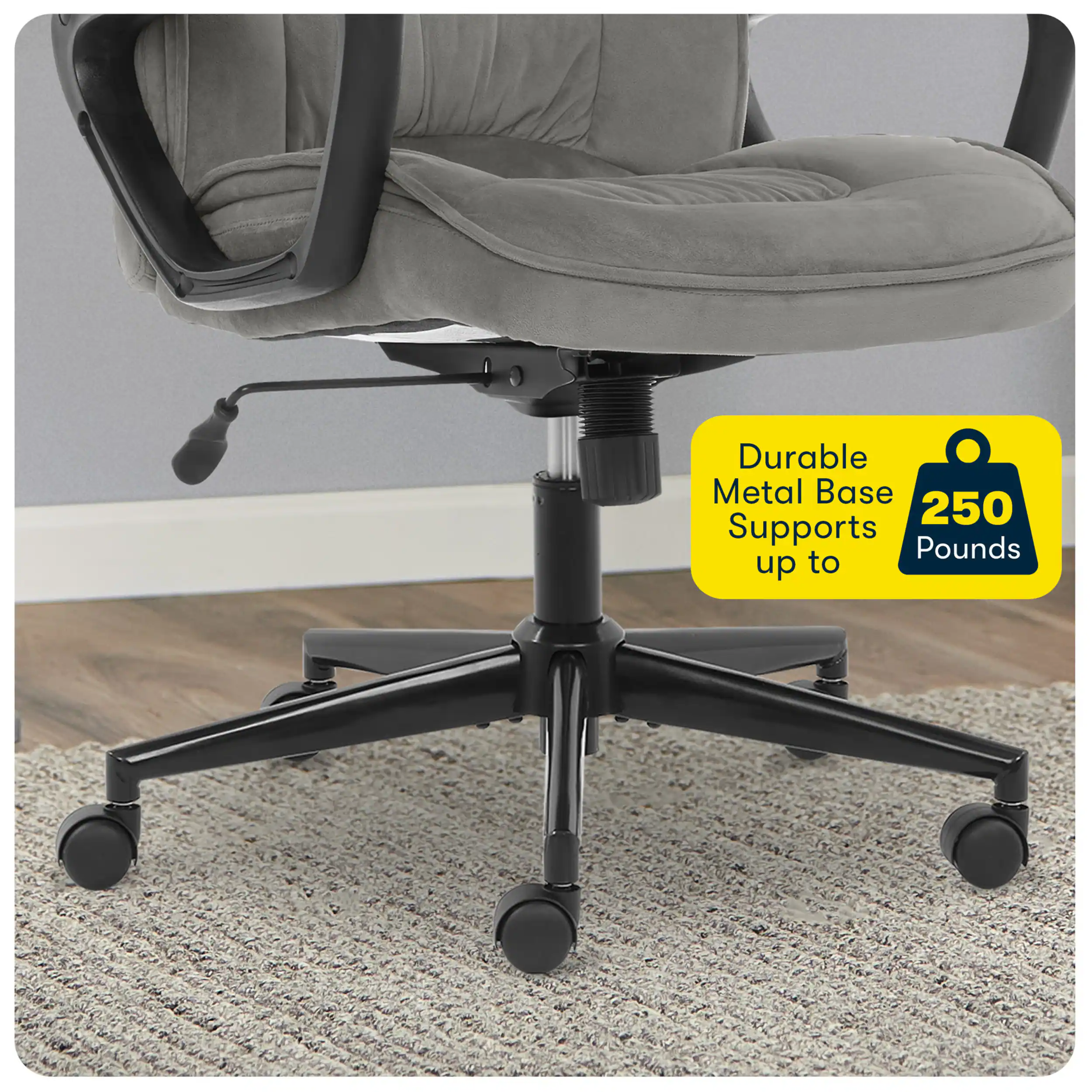 Alt View 18. Serta - Ergonomic Executive Office Chair with Lumbar Support Headrest Pillow Padded Armrests Swivel Soft Microfiber Fabric - Soft Plush - Gray.