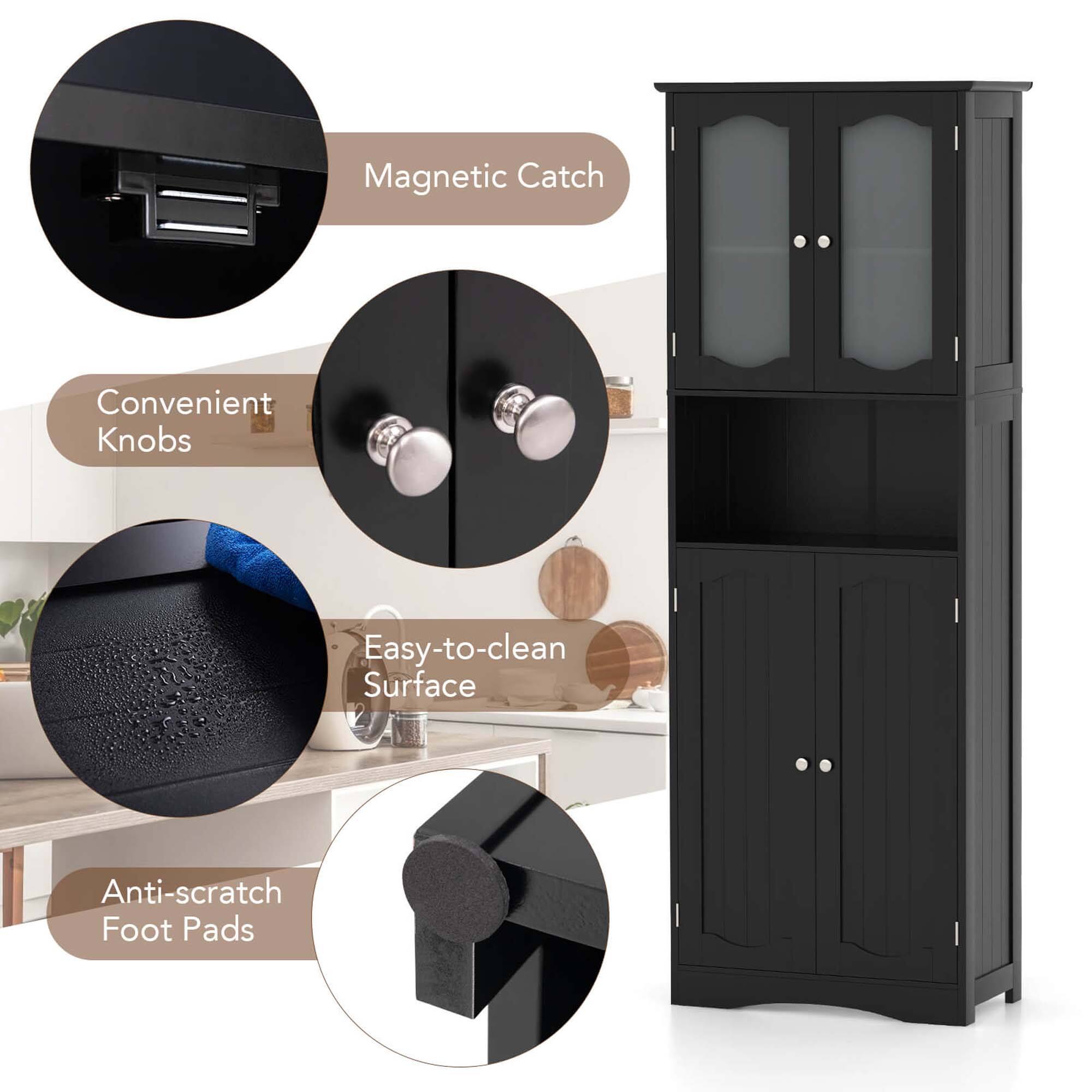 Magnetic Catch, Convenient Knobs, Easy-to-clean Surface, Anti-scratch Foot Pads