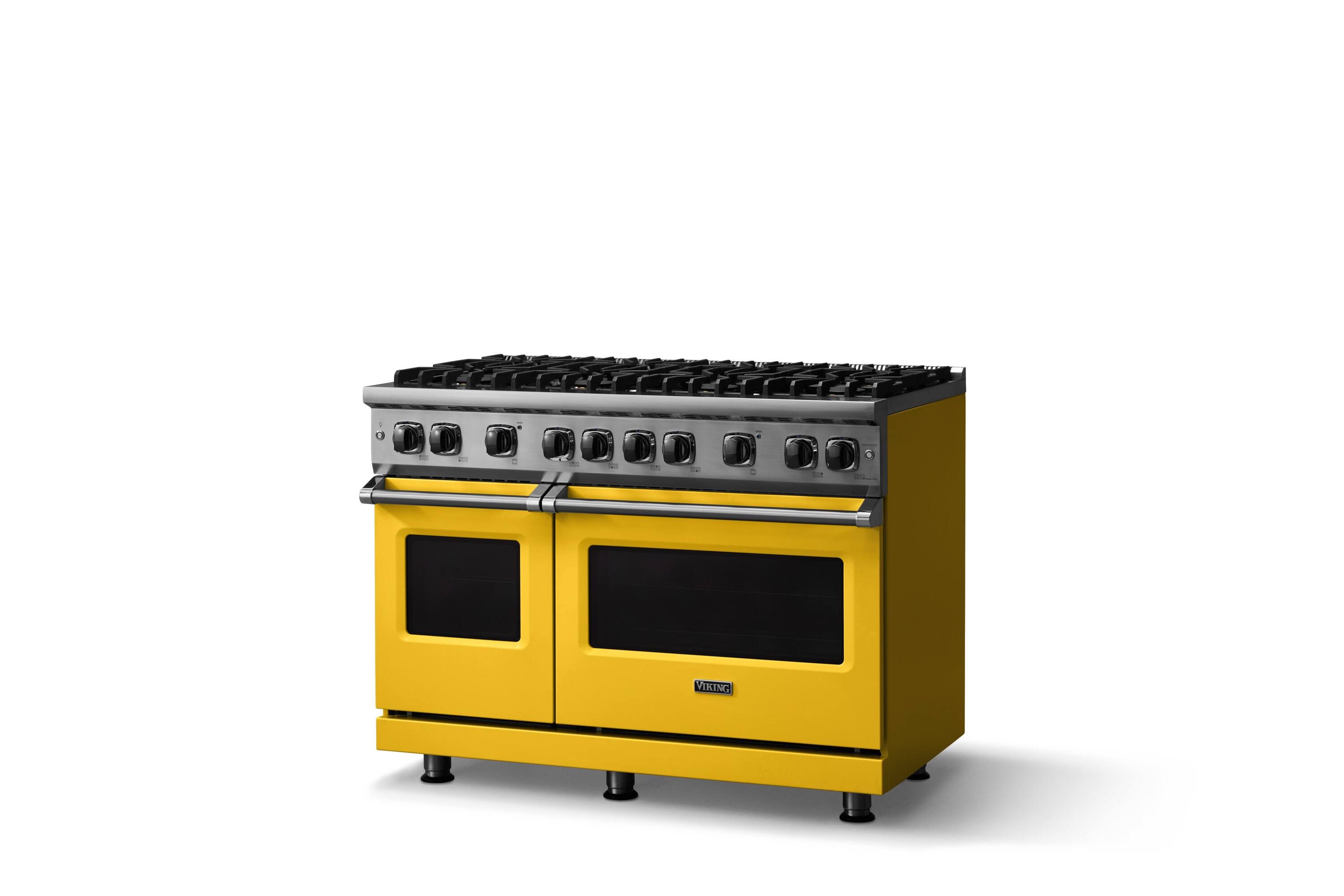 Angle. Viking - 6.1 Cu. Ft. Professional 5 Series Freestanding Double Oven Liquid Propane Gas Convection 8 Burner Range - Daffodil.