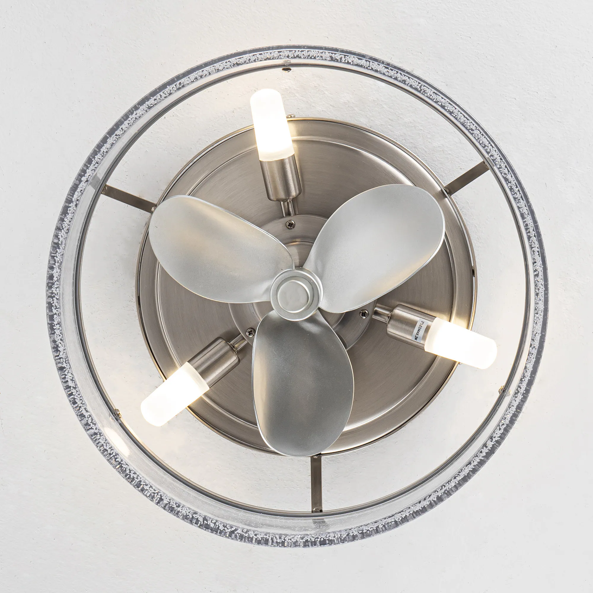 Alt View 9. Parrot Uncle - 12.6" Modern Satin Nickel Flush Mount Small Ceiling Fan with Light and Remote - Nickel.