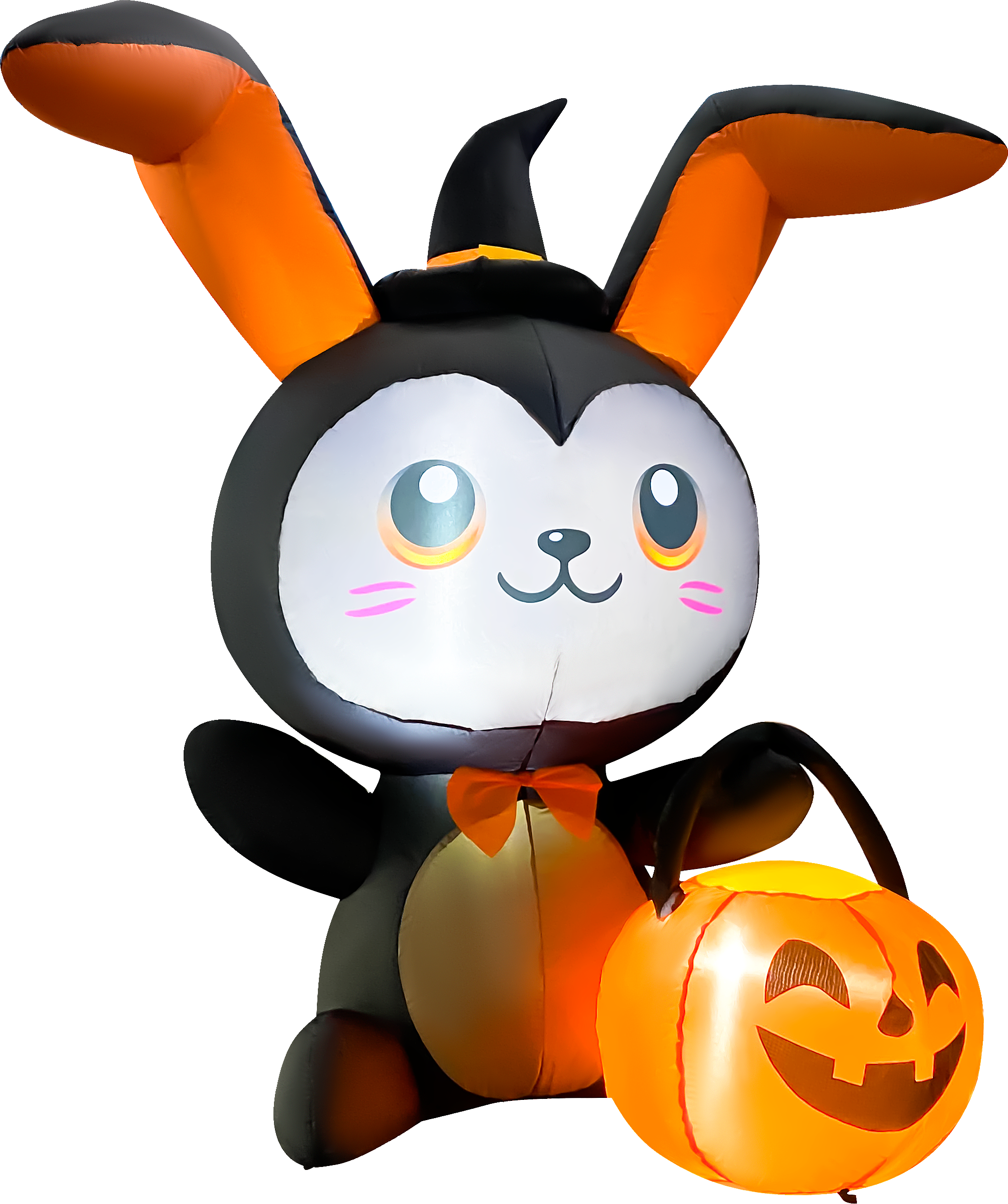 GOOSH Inflatables - GOOSH 5FT Inflatable Halloween Bunny with Pumpkin – Light-Up Yard Decoration - Black