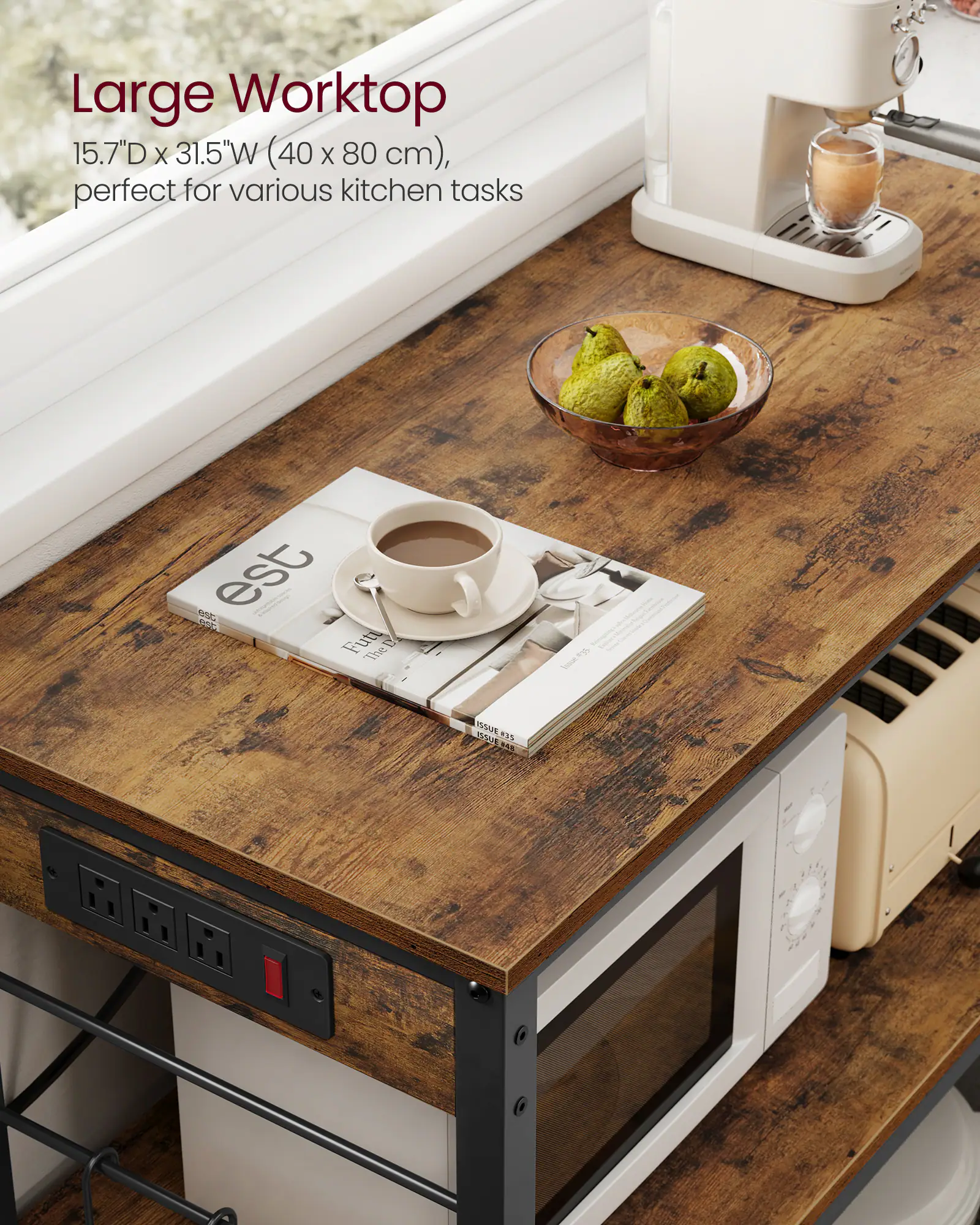 Large Worktop 15.7"D X 31.5"W (40 X 80 cm), perfect for various kitchen tasks