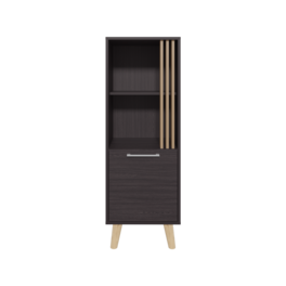 TuHome - Vance High One Door Cabinet with Two Open Shelves, a cabinet, Living Room - Black