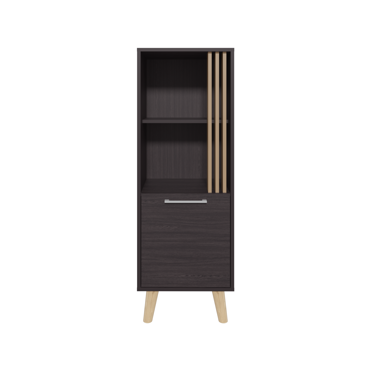 TuHome - Vance High One Door Cabinet with Two Open Shelves, a cabinet, Living Room - Black
