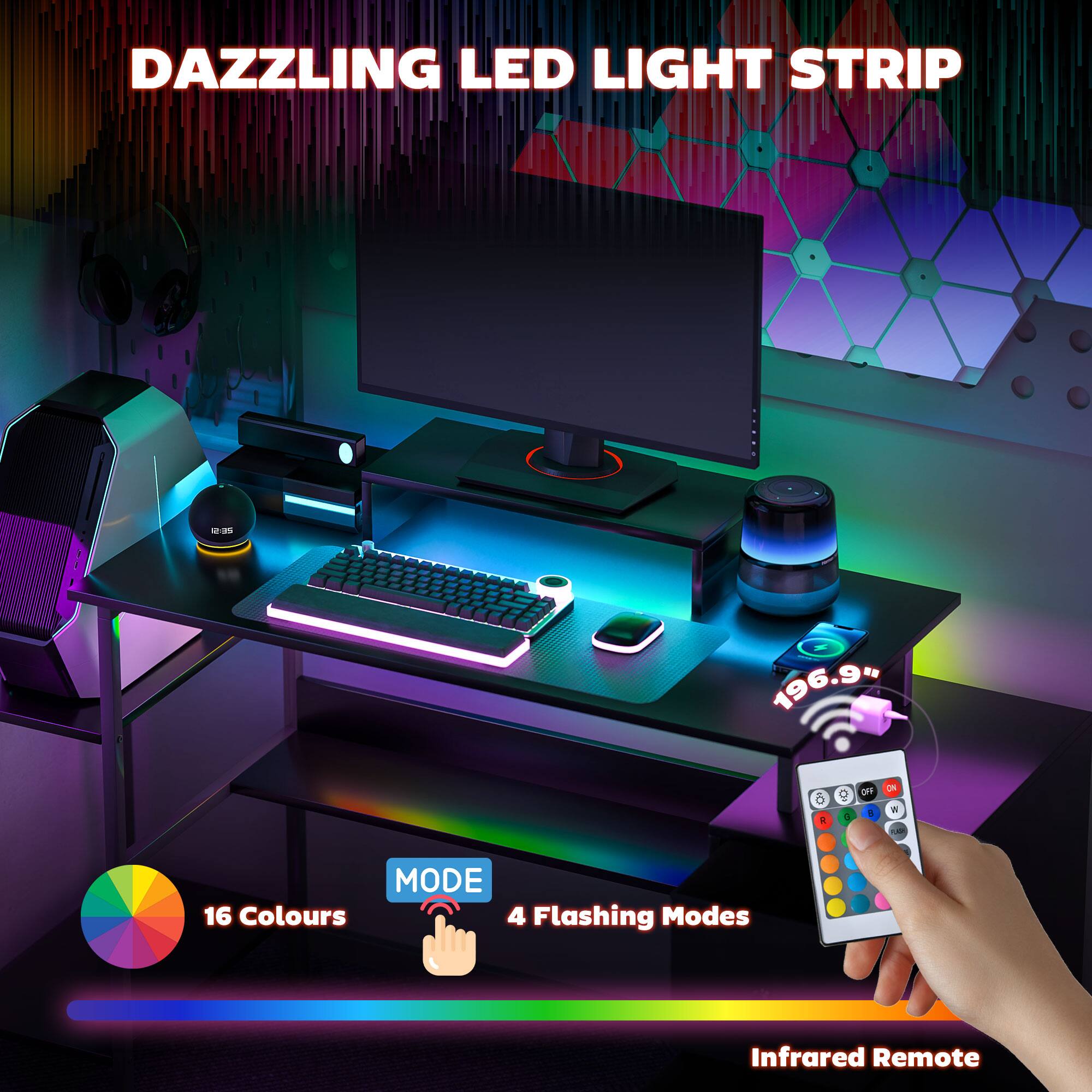 DAZZLING LED LIGHT STRIP - MODE 16 Colours 4 Flashing Modes Infrared Remote