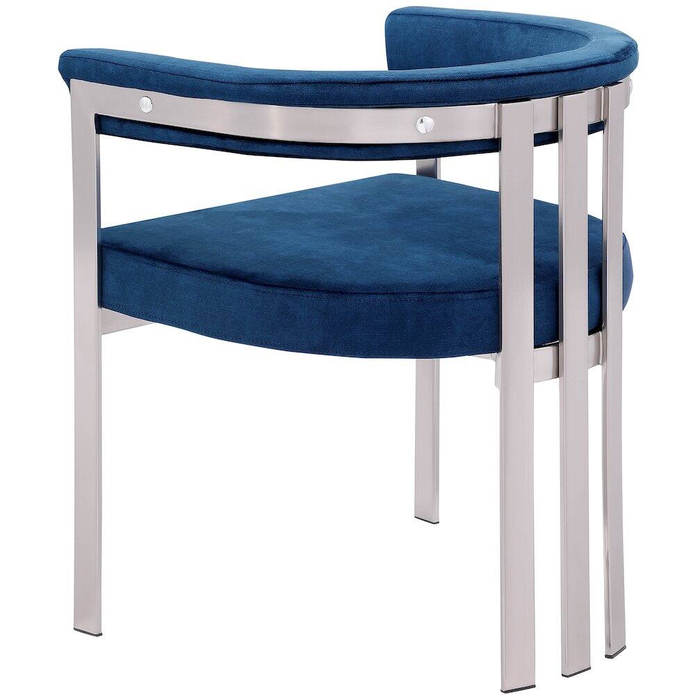 Alt View 4. Meridian Furniture - Marcello Navy Velvet Dining Chair, Set of 2 - Blue.