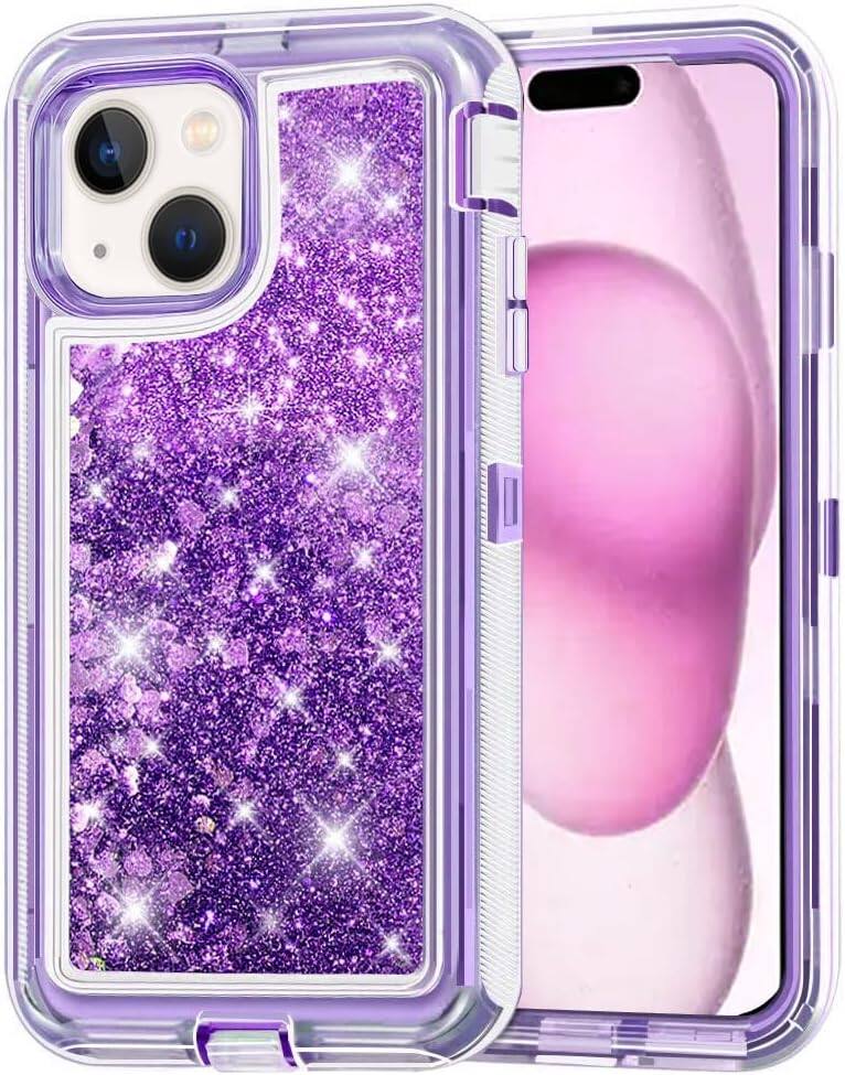 Left. Entronix - Entronix iPhone 15 Plus Case - Liquid Glitter Triple-Layer Heavy Duty Protection - Rose.