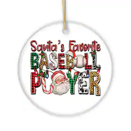 OrnamentallyYou - Santas Favorite Baseball Player Plaid Christmas Theme Ornament - Multi-colored