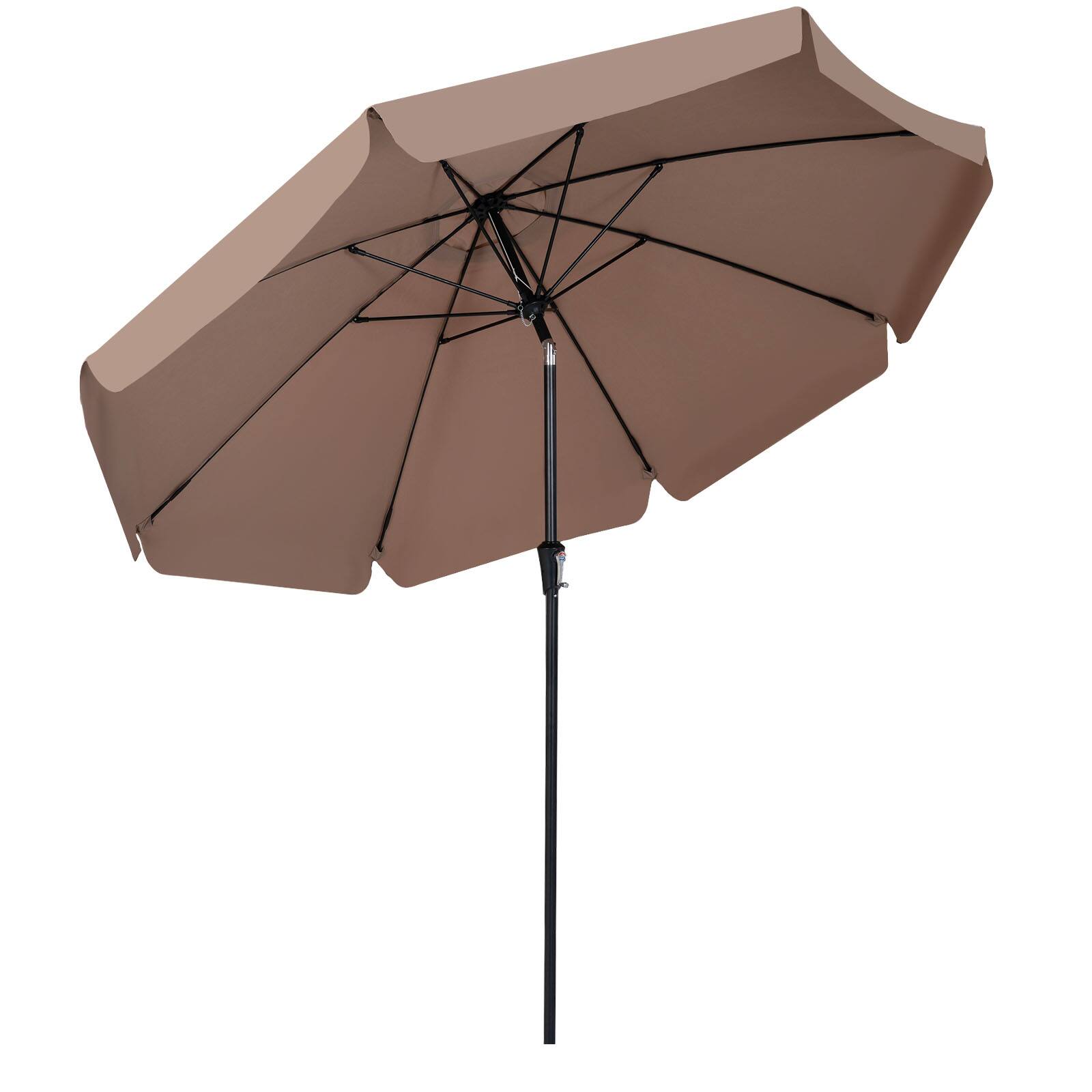 Alt View 9. Costway - Costway 10 FT Scalloped Patio Umbrella with Push Button Tilt, Crank, 8 Fiberglass Ribs - Tan.