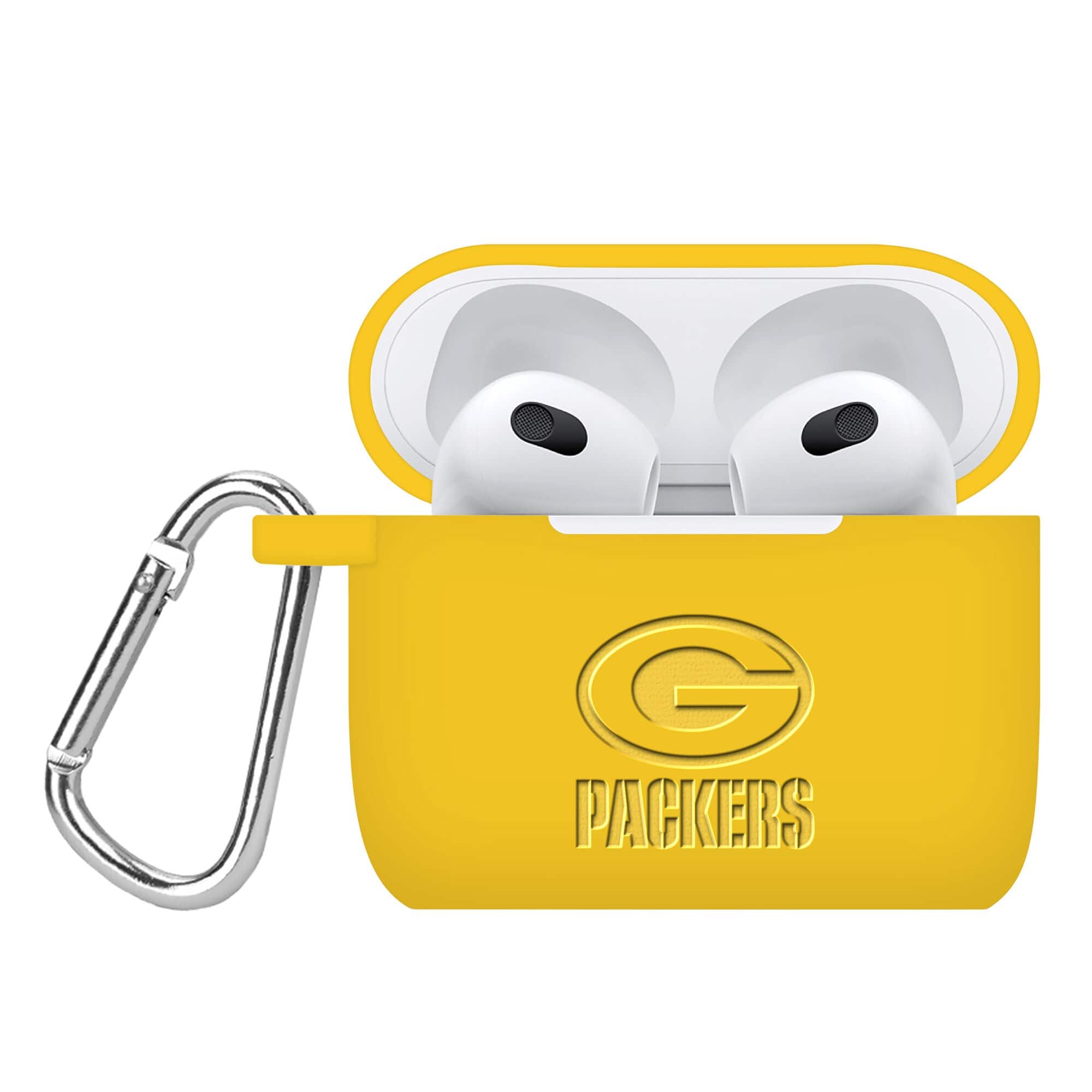 Front. Artinian - Green Bay Packers Debossed Silicone AirPods Gen Three Case Cover - No Size - Multicolor.