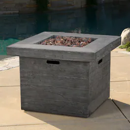 Siljoy - 40000 BTU 32'' Square Gray MGO Wood Fire Pit Outdoor Patio Heater