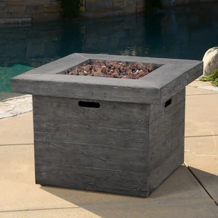 Front. Siljoy - 40000 BTU 32'' Square Gray MGO Wood Fire Pit Outdoor Patio Heater.
