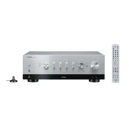 Front. Yamaha - Bluetooth 240-Watt 2.0-Channel Network Stereo Receiver with Remote - Silver.