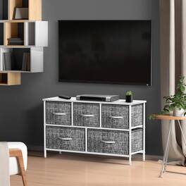 Sorbus - TV Stand Dresser with 5 Drawers - Television Riser Chest with Storage - Fits Most TVs, Bedroom, Living Room - Gray White