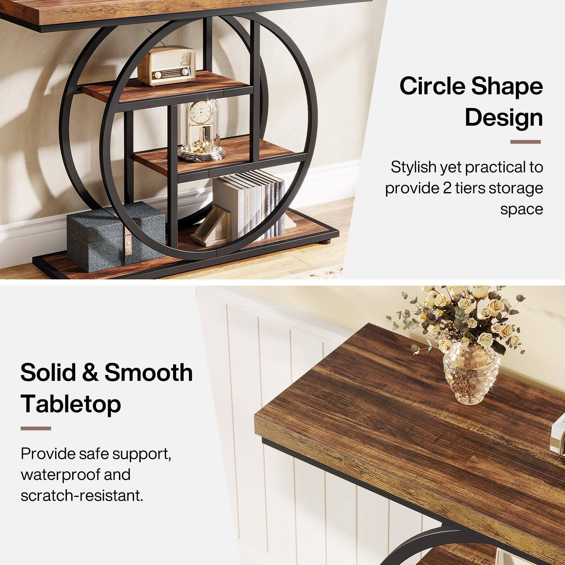 Circle Shape Design - Stylish yet practical to provide 2 tiers storage space

Solid & Smooth Tabletop - Provide safe support, waterproof and scratch-resistant.