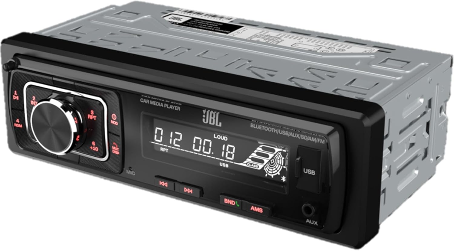 CAR MEDIA PLAYER  
JBL  
LOUD  
BLUETOOTH/USB/AUX/SD/AM/FM  
USB  
AUX  
RPT  
DDI  
DDI BND  
AMS  
01200.1  
0 12 00.18  
+10 MT RPT  
18 QOL