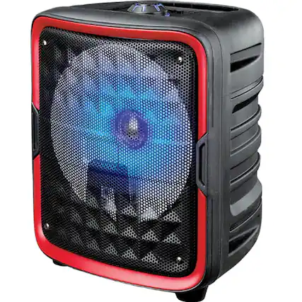 Front. iQ Sound - 8" Bluetooth Speaker with True Wireless Technology - Red.