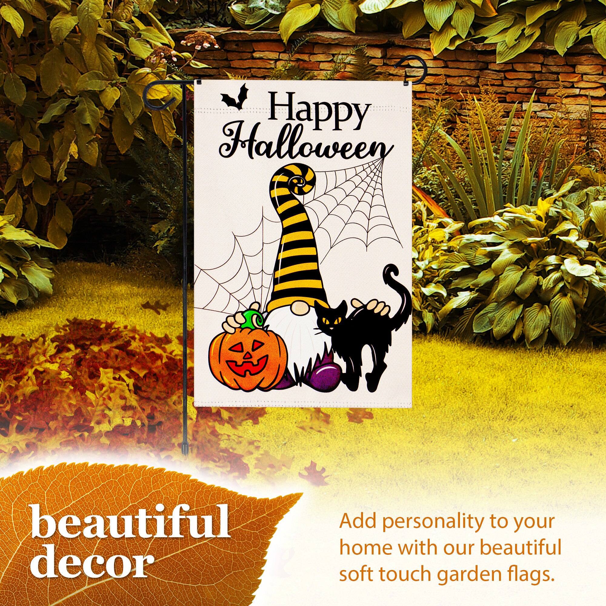 Happy Halloween  
beautiful decor  
Add personality to your home with our beautiful soft touch garden flags.