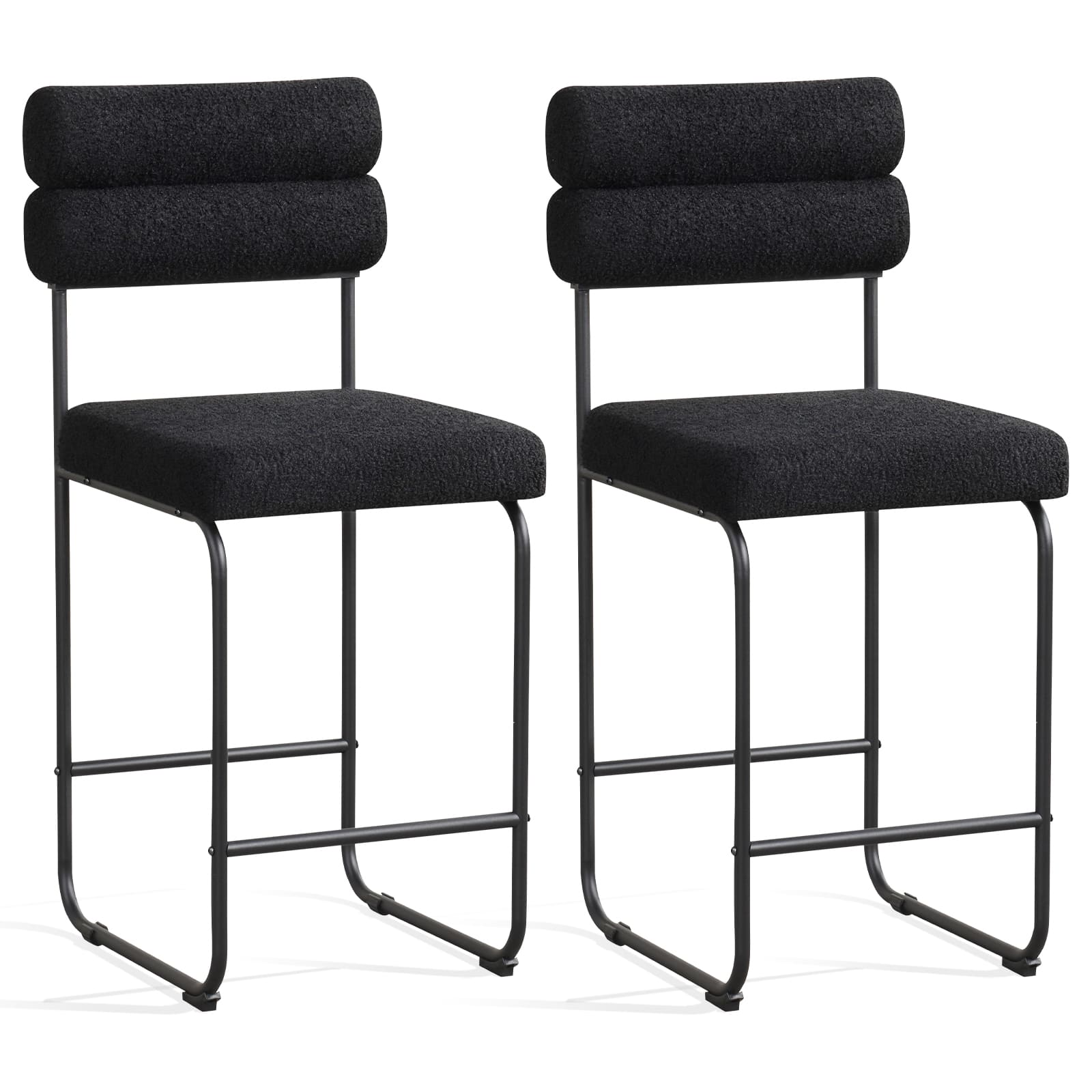 Gymax - Set of 2 Counter Height Bar Stools 26'' Counter Stools w/ Metal Frame & Footrest - Black price history on PriceWatchPro