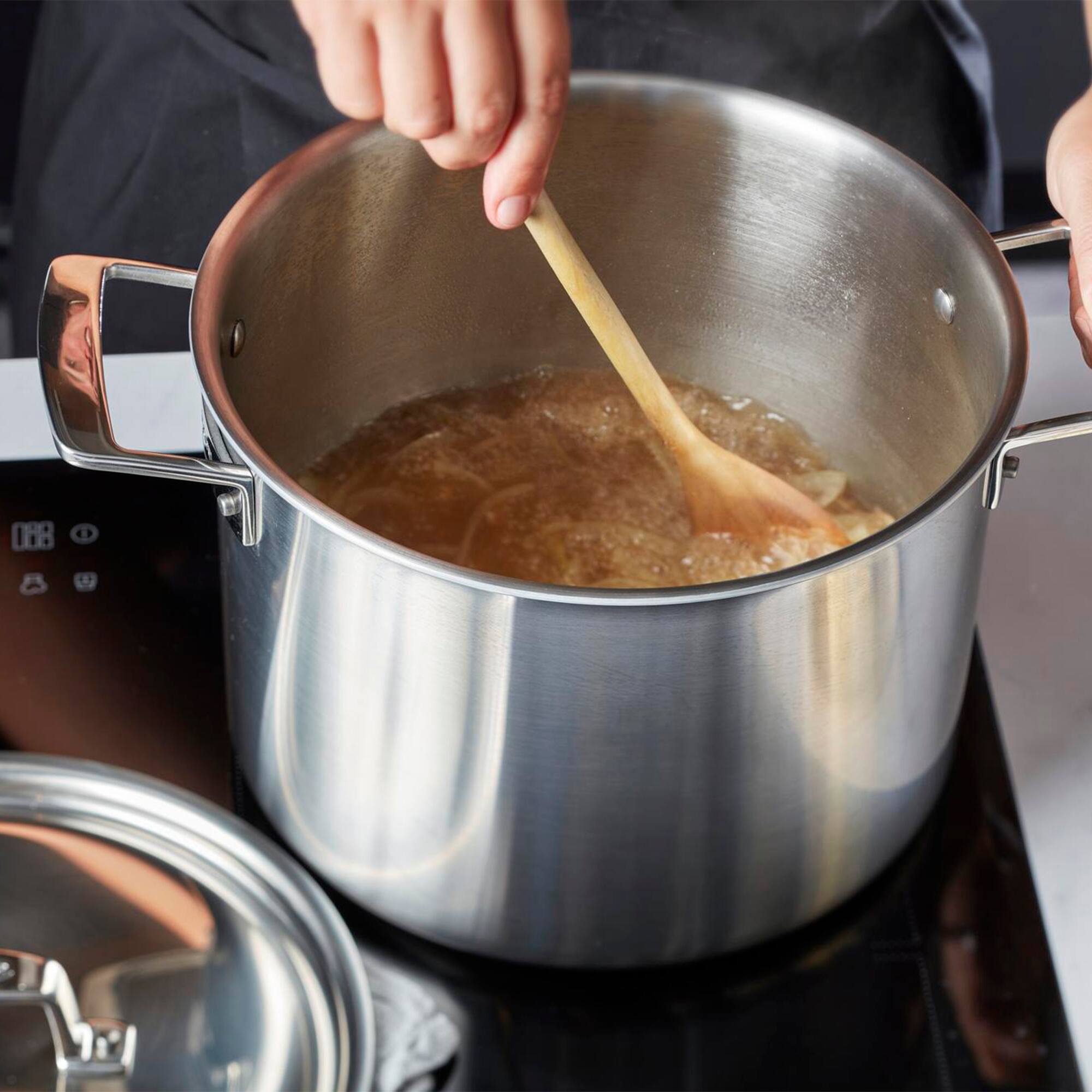 Alt View 3. Demeyere - Demeyere Essential 5-ply 8-qt Stainless Steel Stock Pot with Lid - Stainless Steel.