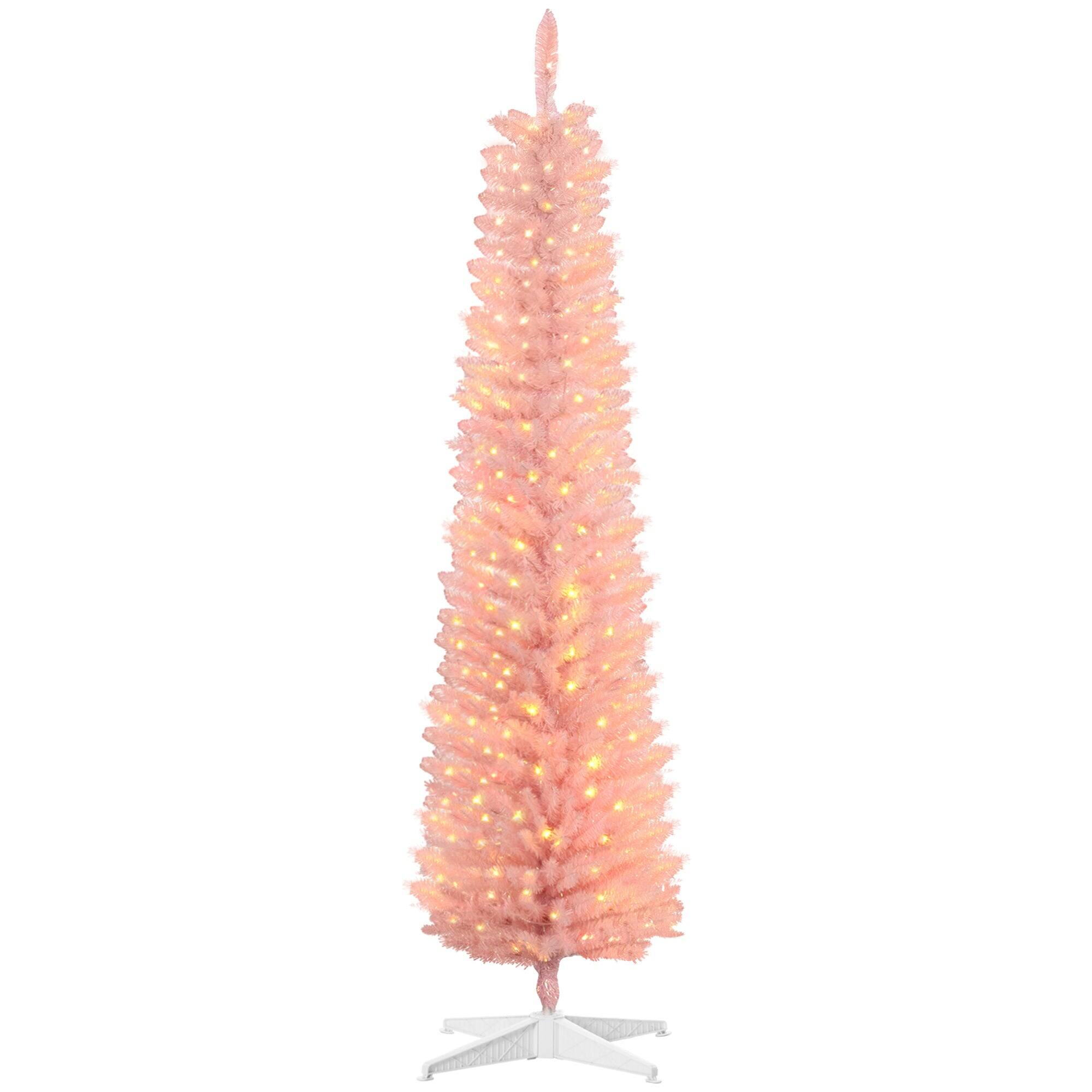 Alt View 5. BreeBe - 6ft Tall Pencil Prelit Artificial Christmas Tree Holiday DÃ©cor with 360 Colorful Surface Branches - Pink.