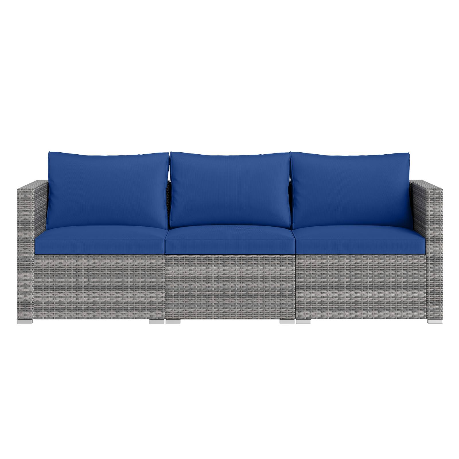 Alt View 9. Gymax - Gymax Set of 3 Patio Sectional Sofa Set PE Rattan Modular Couch Furniture Set w/Cushions Navy - Blue.