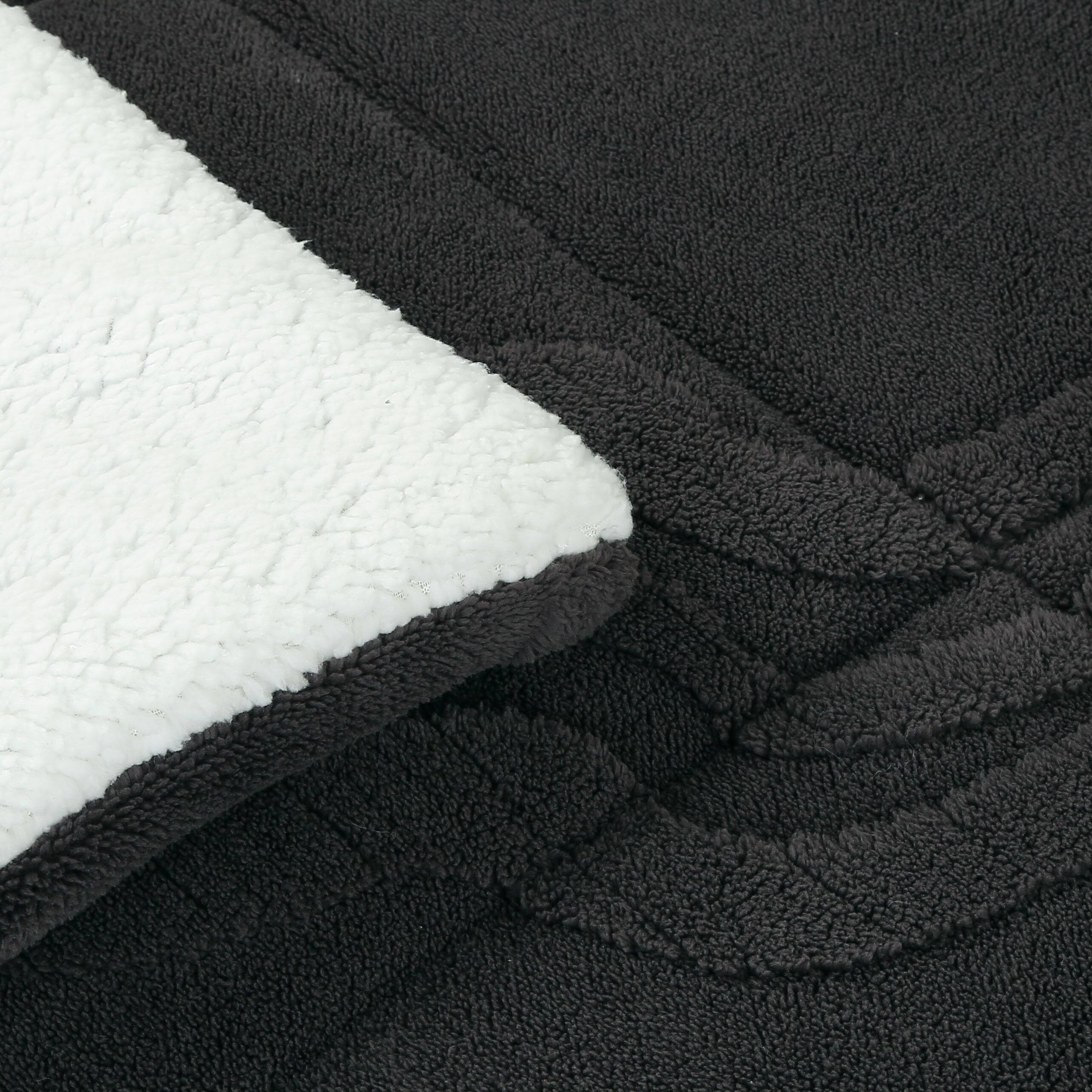 Back. MarCielo - Marcielo 3 PCS Wave Jacquard Soft Plush Comforter Set - Dark Grey.