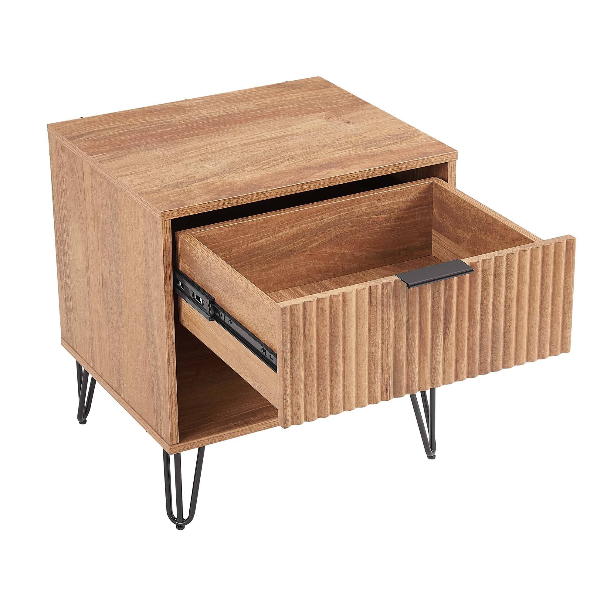 Alt View 3. Manhattan Comfort - Dumbo Modern 20" Fluted Nightstand - Golden Brown.