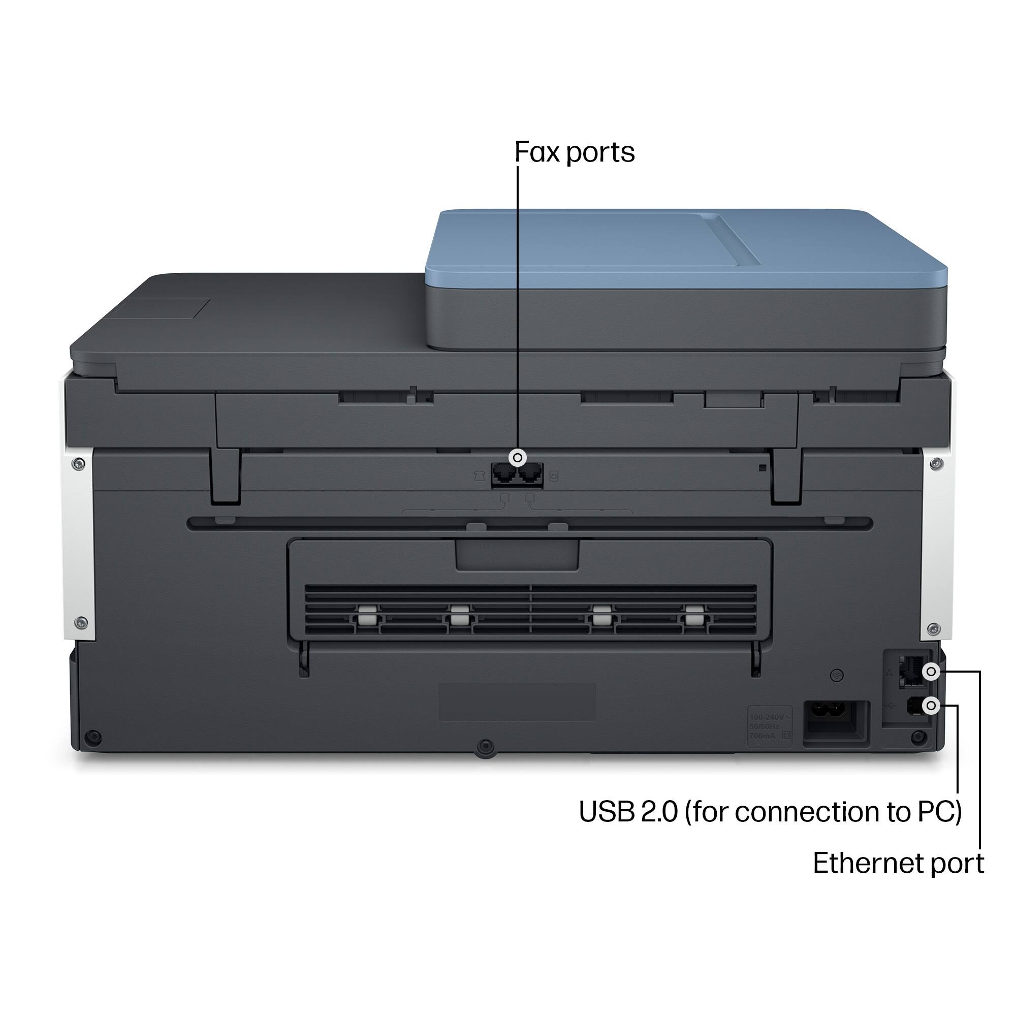 Fax ports  
USB 2.0 (for connection to PC)  
Ethernet port