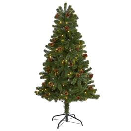 BreeBe - 5' Rocky Mountain Christmas Tree w/Pinecones 100 LED 308 Tip - Brown, Green