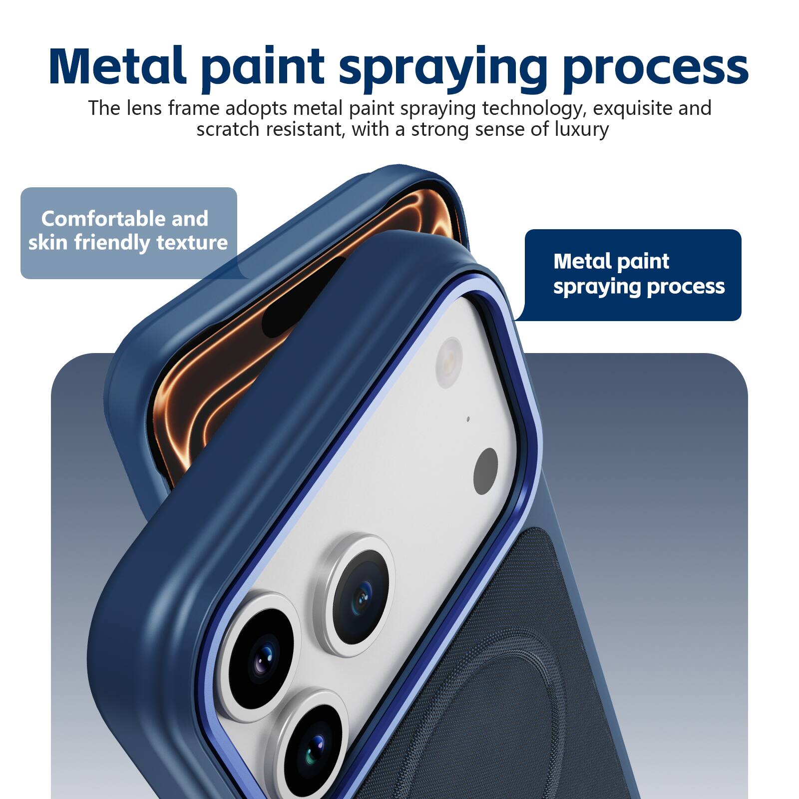 Metal paint spraying process

The lens frame adopts metal paint spraying technology, exquisite and scratch resistant, with a strong sense of luxury

Comfortable and skin friendly texture
