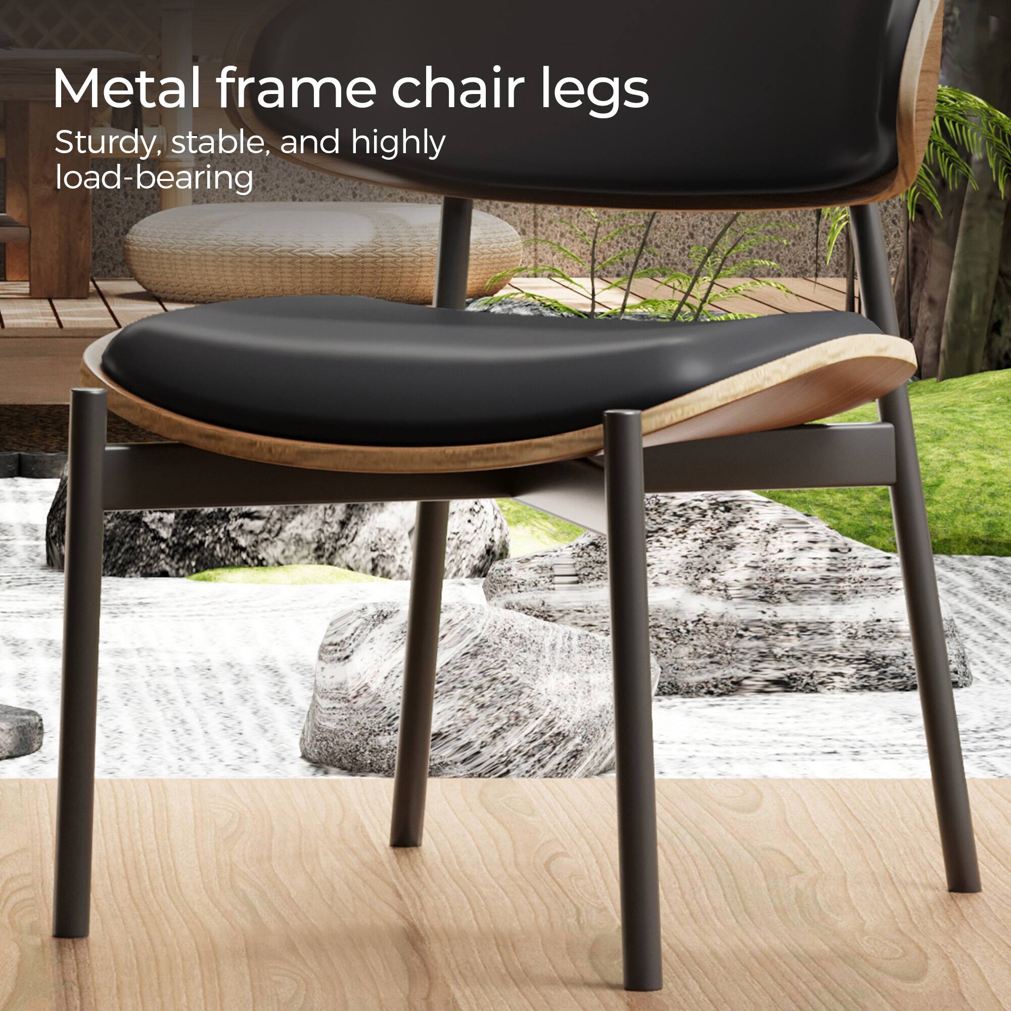 Metal frame chair legs  
Sturdy, stable, and highly load-bearing