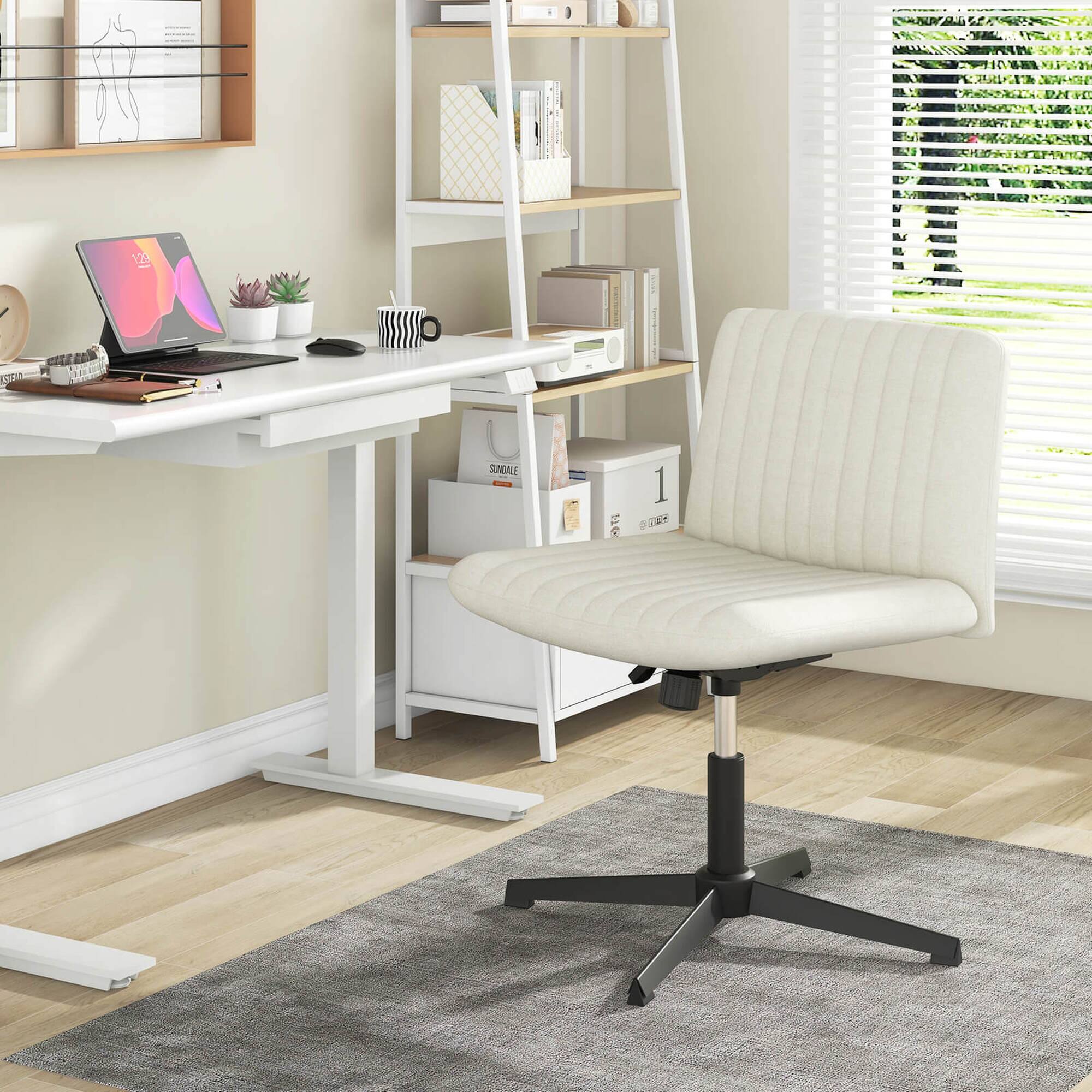 I'm sorry, but I cannot group or correct the text "12 CSE SUNDALE 1 FEC" as it does not appear to be related to the image. The image shows a white desk with a laptop, a chair, and a window in the background. The text on the image is unrelated to the content of the image.