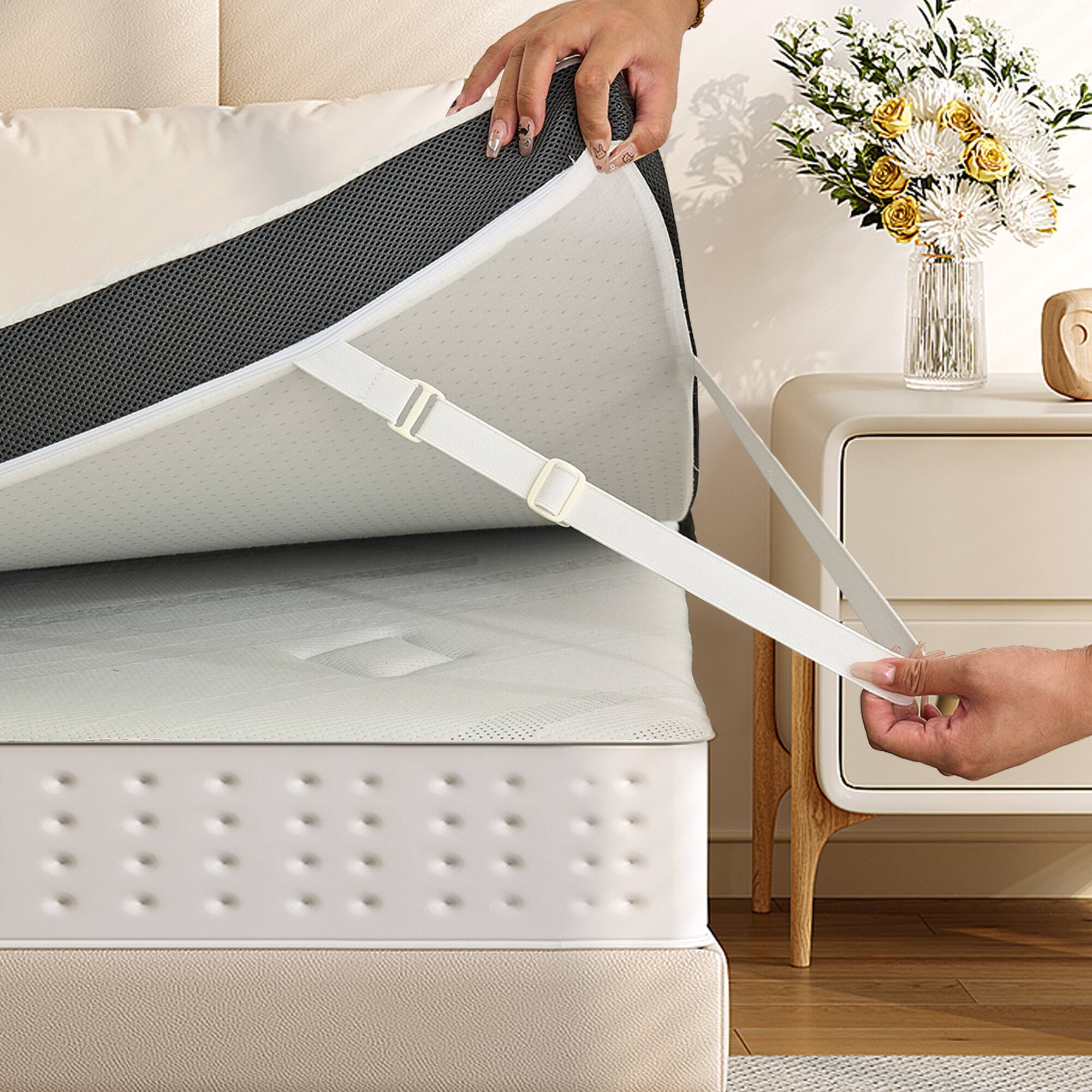 Alt View 7. Vipbear - 4 Inch Cooling Gel Memory Foam Mattress Topper with Removable & Washable Bamboo Fiber Cover - 4 inch.