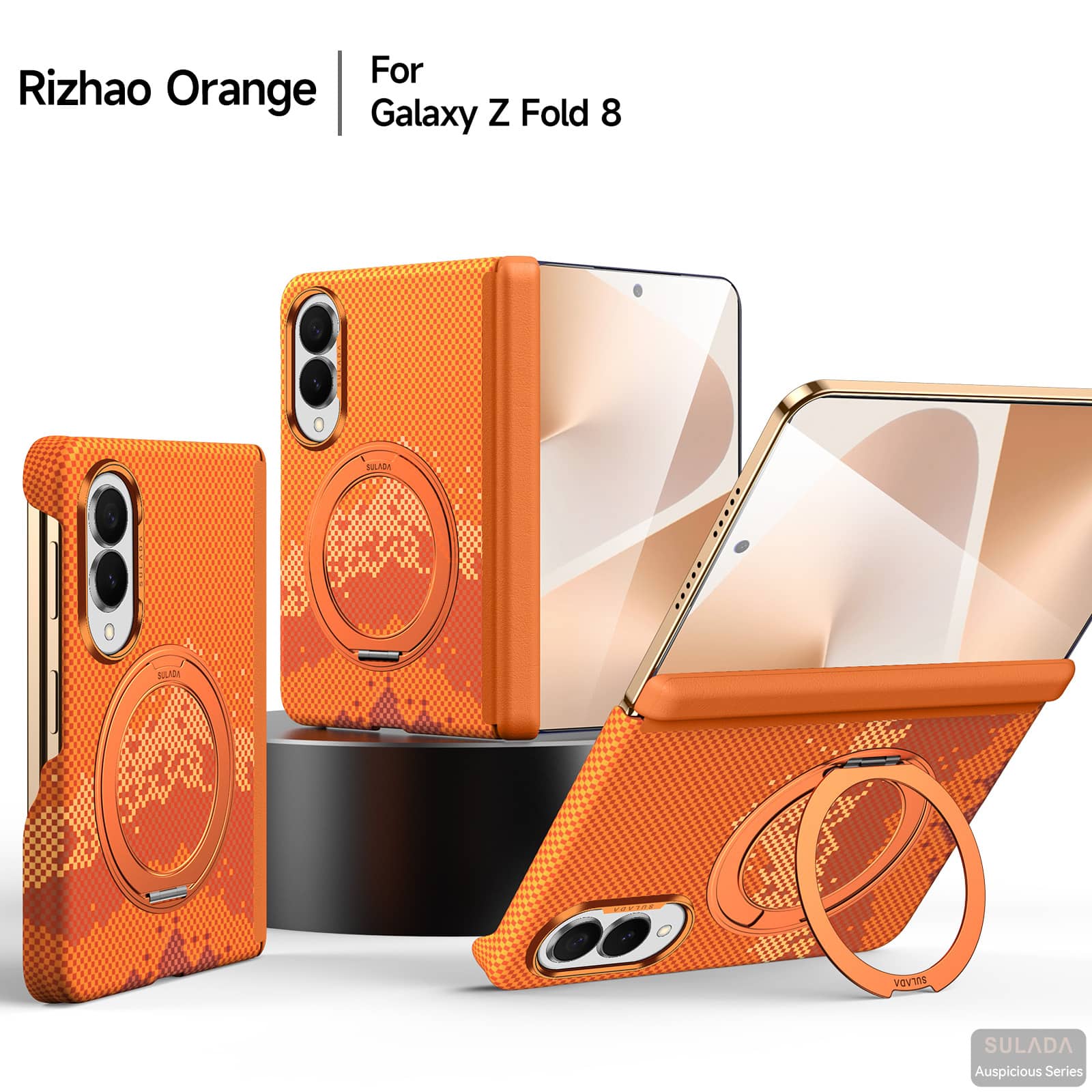 Dteck - Ring Kickstand Cover for Samsung Galaxy Z Fold8, Shockproof PU Leather Matte Slim Hard PC Back Case - Orange price history on PriceWatchPro