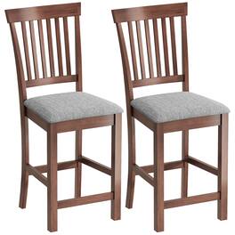 Homcom - Height Bar Stools with Padded Seat, High Back Kitchen Chairs Set of 2 for Dining Room - Gray, Dark Brown