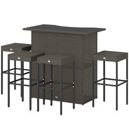 Outsunny - Piece Rattan Wicker Bar Set, High Top Outdoor Table and Chairs, Bar Height Patio Set - Dark Brown