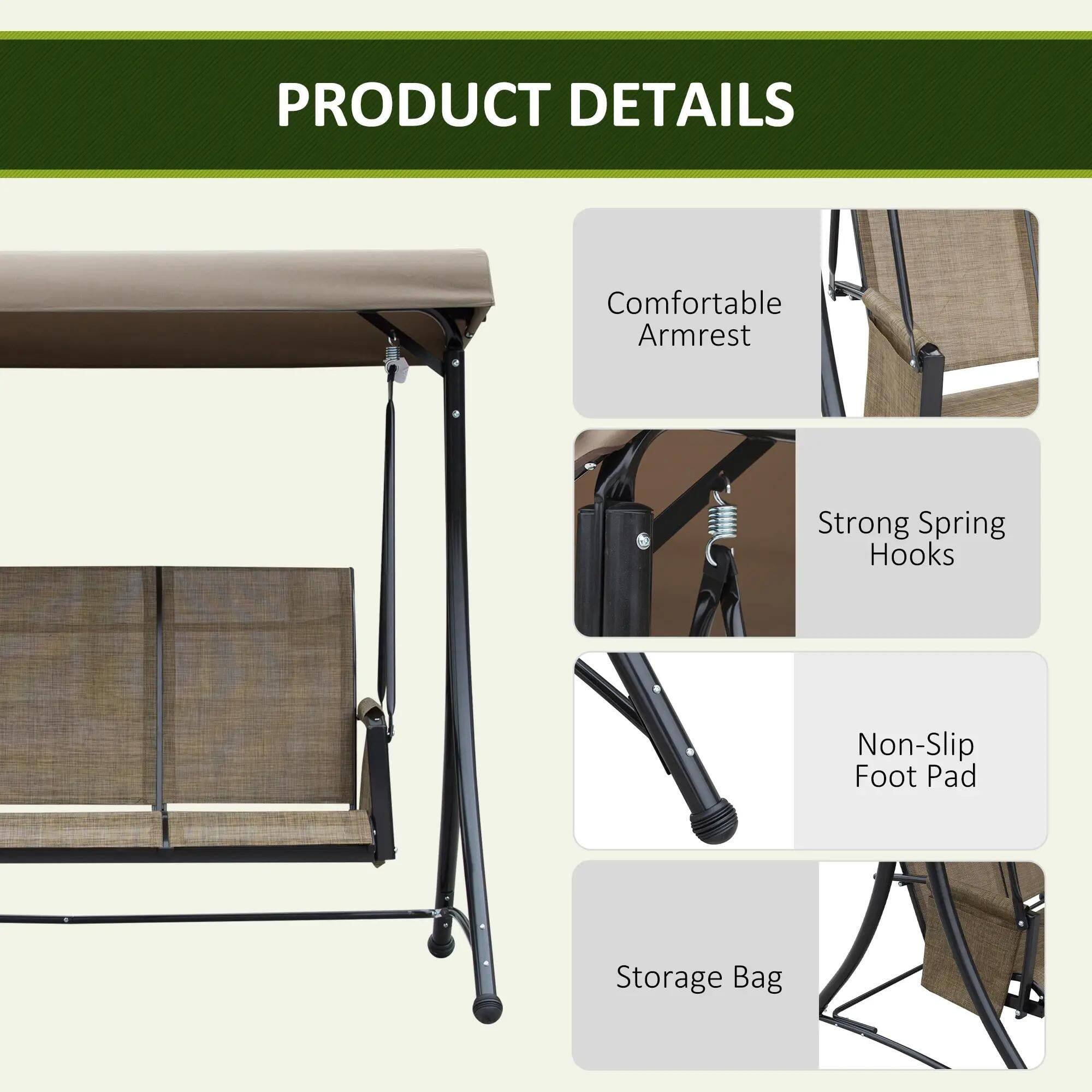 PRODUCT DETAILS

- Comfortable Armrest
- Strong Spring Hooks
- Non-Slip Foot Pad
- Storage Bag
