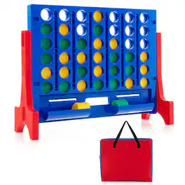 Costway - Wall Mounted or Tabletop Giant 4 in a Row Jumbo 4-to-Score Connect Game Set - Red