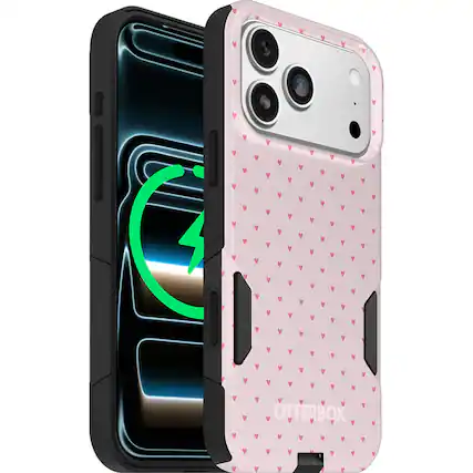 Front. OtterBox - Artist Edition MagSafe Commuter Series Case for iPhone 17 Pro Max - Love is in the Air Hearts.