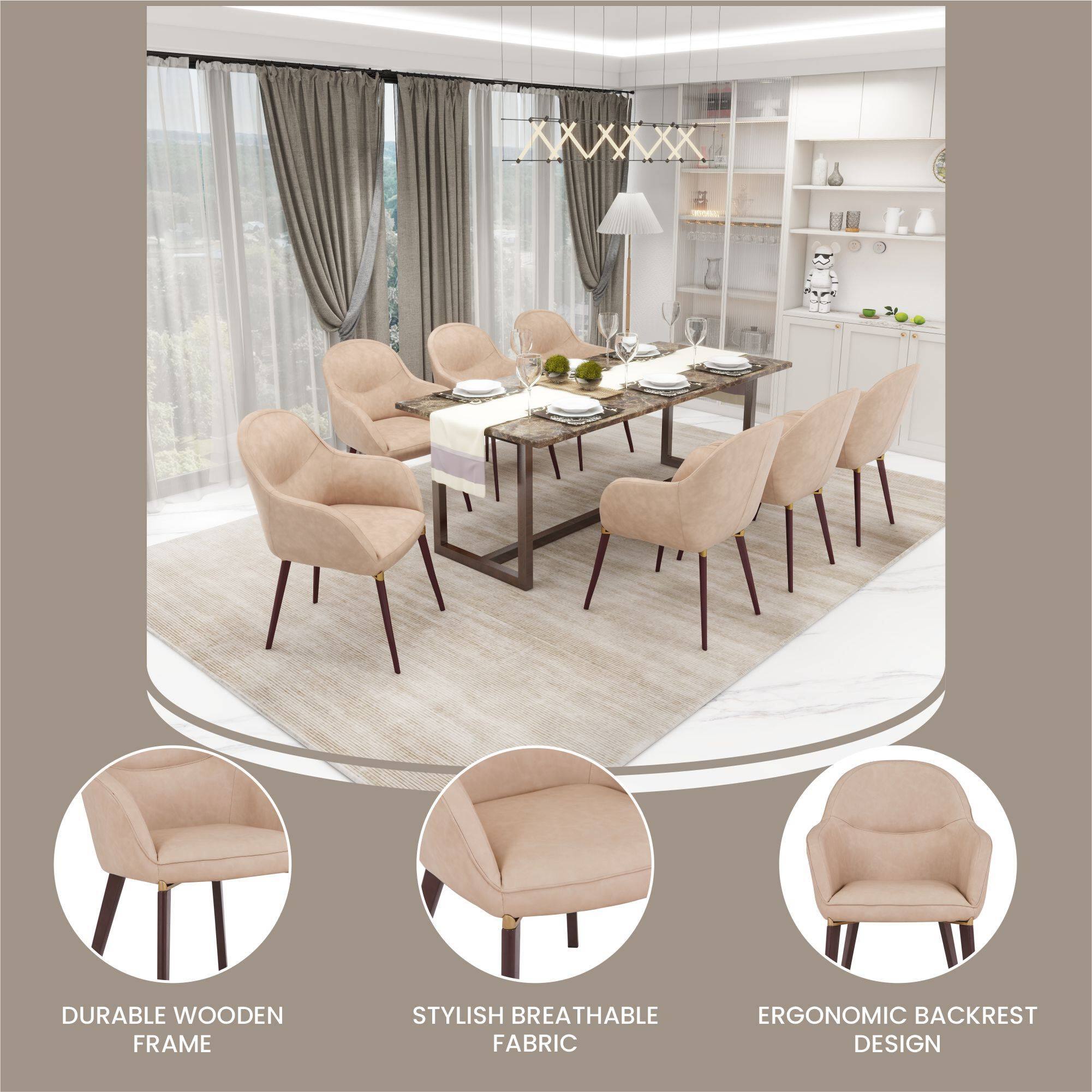 DURABLE WOODEN FRAME  
STYLISH BREATHABLE FABRIC  
ERGONOMIC BACKREST DESIGN