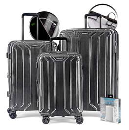 Nonstop - New York Elite Lightweight Expandable 3 Piece spinner (19.4/23.4/28) with 3 packing cubes - Grey - Charcoal