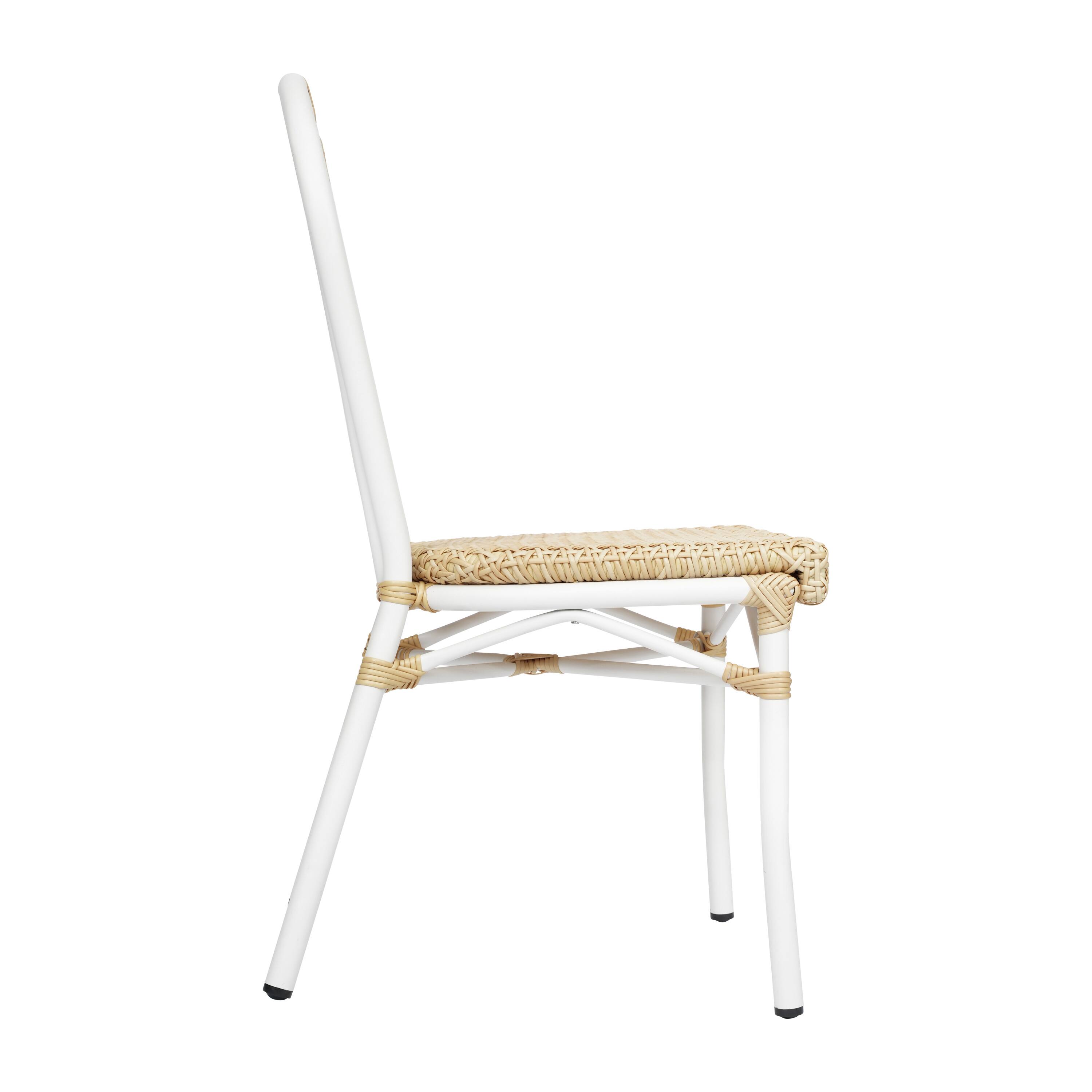 Alt View 7. Emma + Oliver - Reims Indoor/Outdoor Stacking Thonet Bistro Style Chair with PE Cane Rattan Seat and Finished Metal Frame - Natural/White Frame.