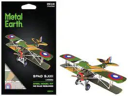 Model Kit SPAD S.XIII Fighter Aircraft "World War I" French Air Force (Moderate Difficulty) Steel Model by Metal Earth - Multicolor