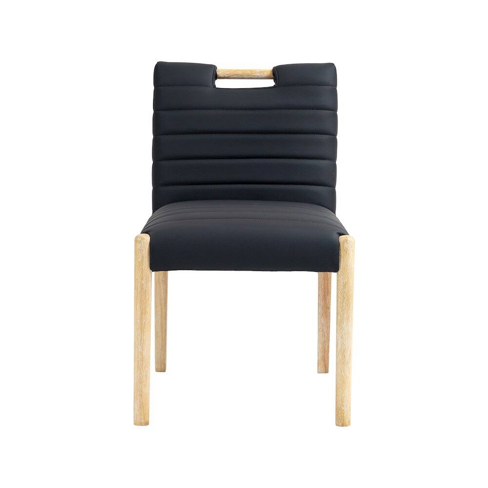 Alt View 2. Meridian Furniture - Aimee Black Vegan Leather Dining Side Chair, Set of 2 - Black.