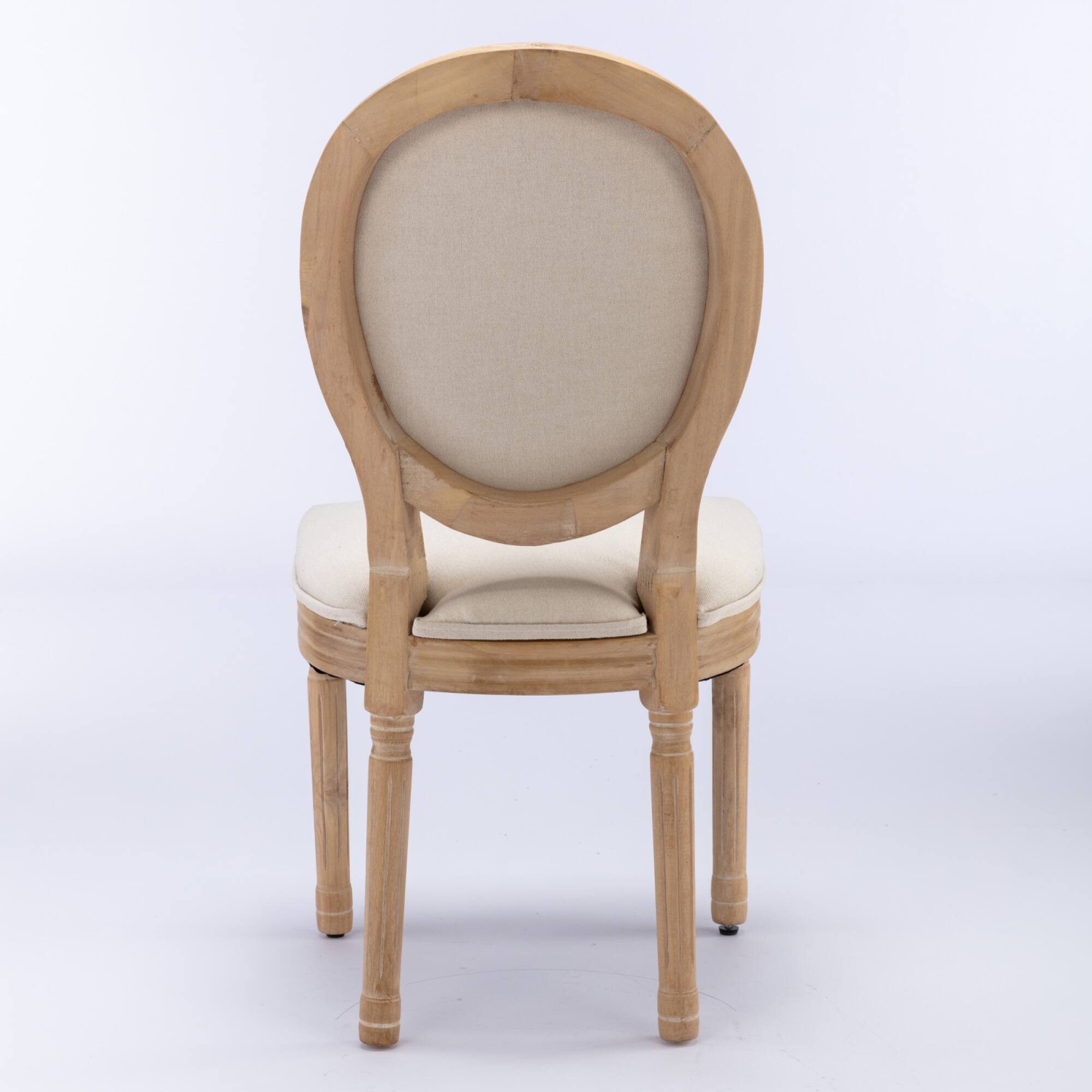 Alt View 2. GOODSILO - French Style Solid Wood Frame Dining Chairs with Linen Fabric Upholstery, Set of 2 - Beige.