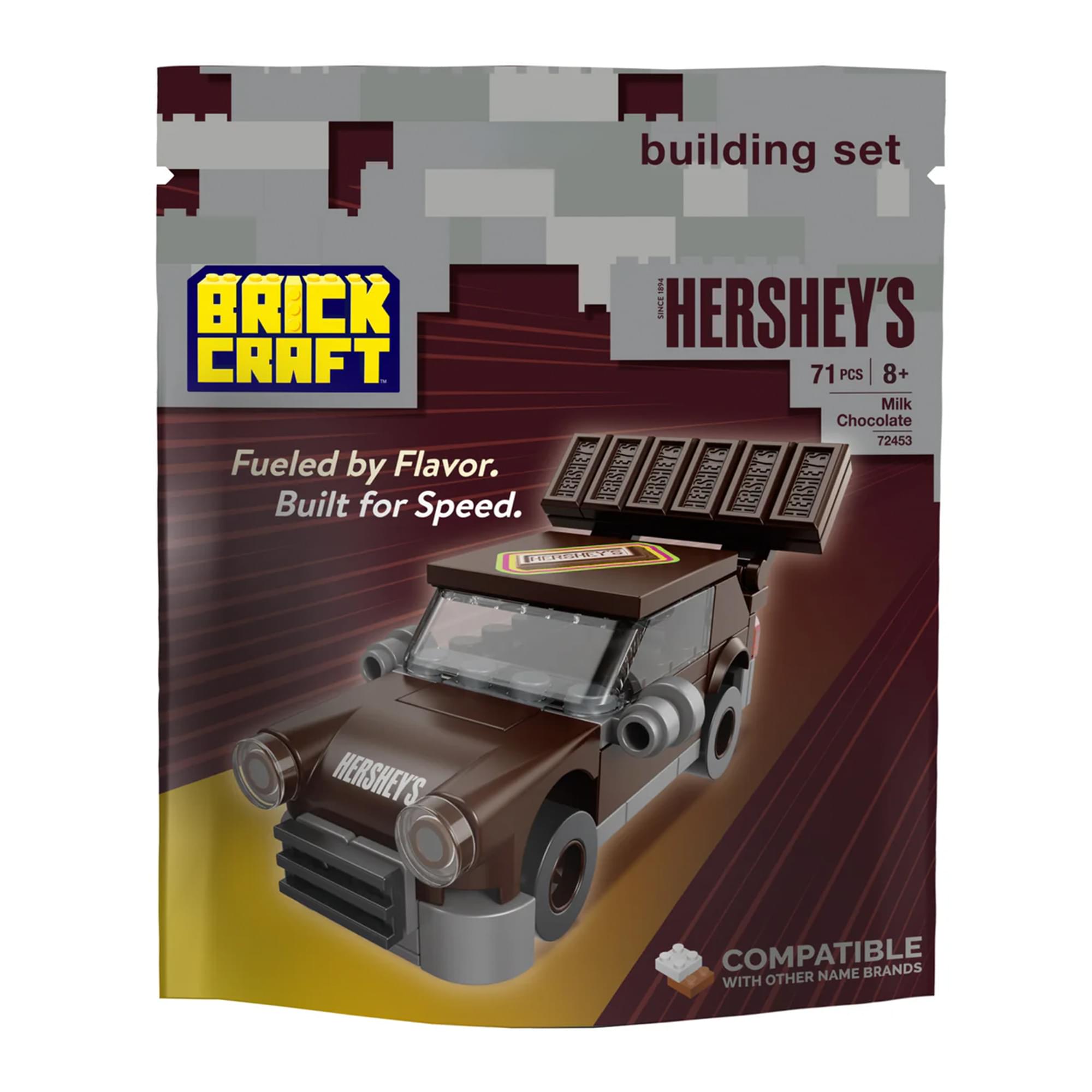 building set  
BRICK CRAFT  
HERSHEY'S  
71 PCS | 8+  
Milk Chocolate  
72453  
Fueled by Flavor.  
Built for Speed.  
COMPATIBLE WITH OTHER NAME BRANDS