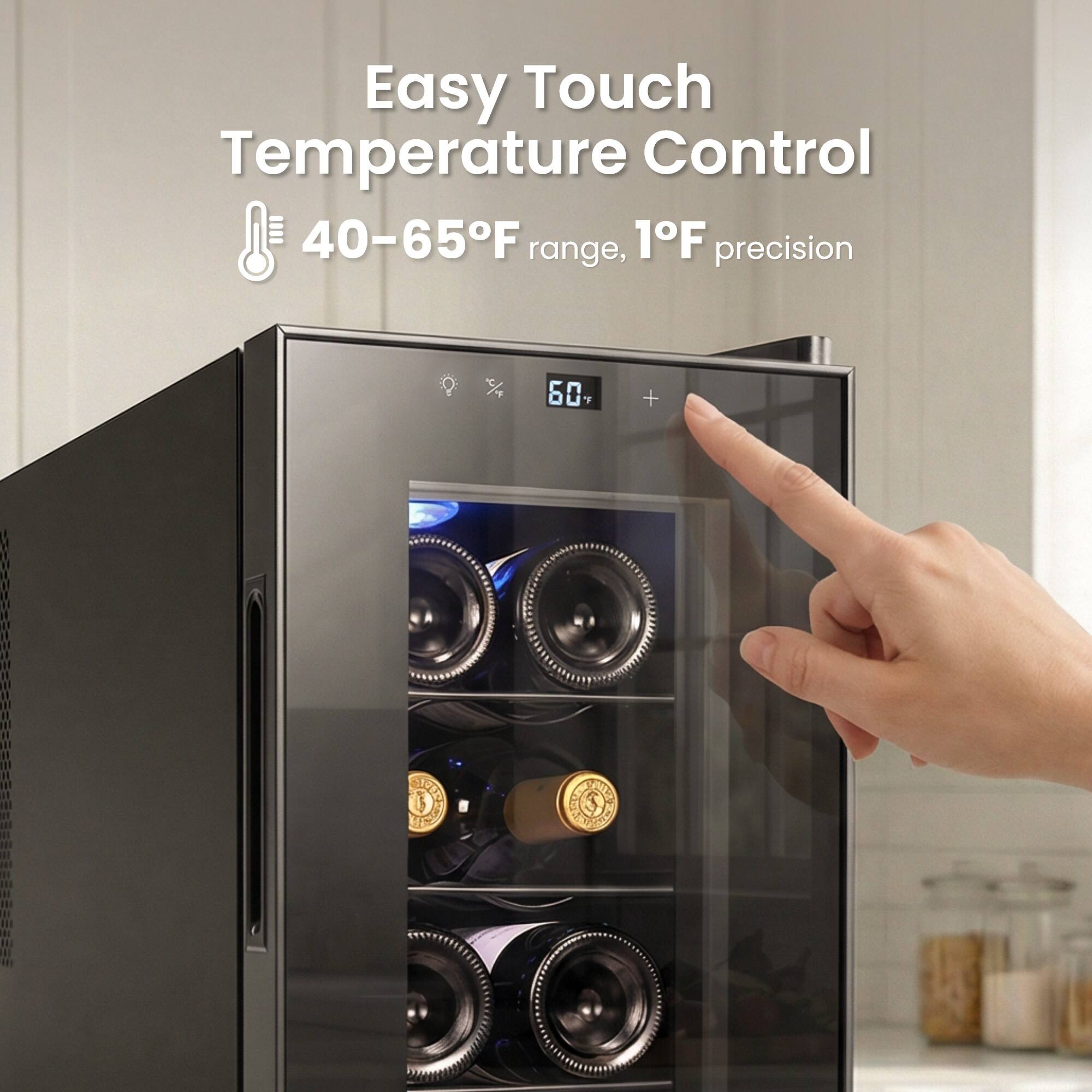 Easy Touch Temperature Control  
40-65°F range, 1°F precision