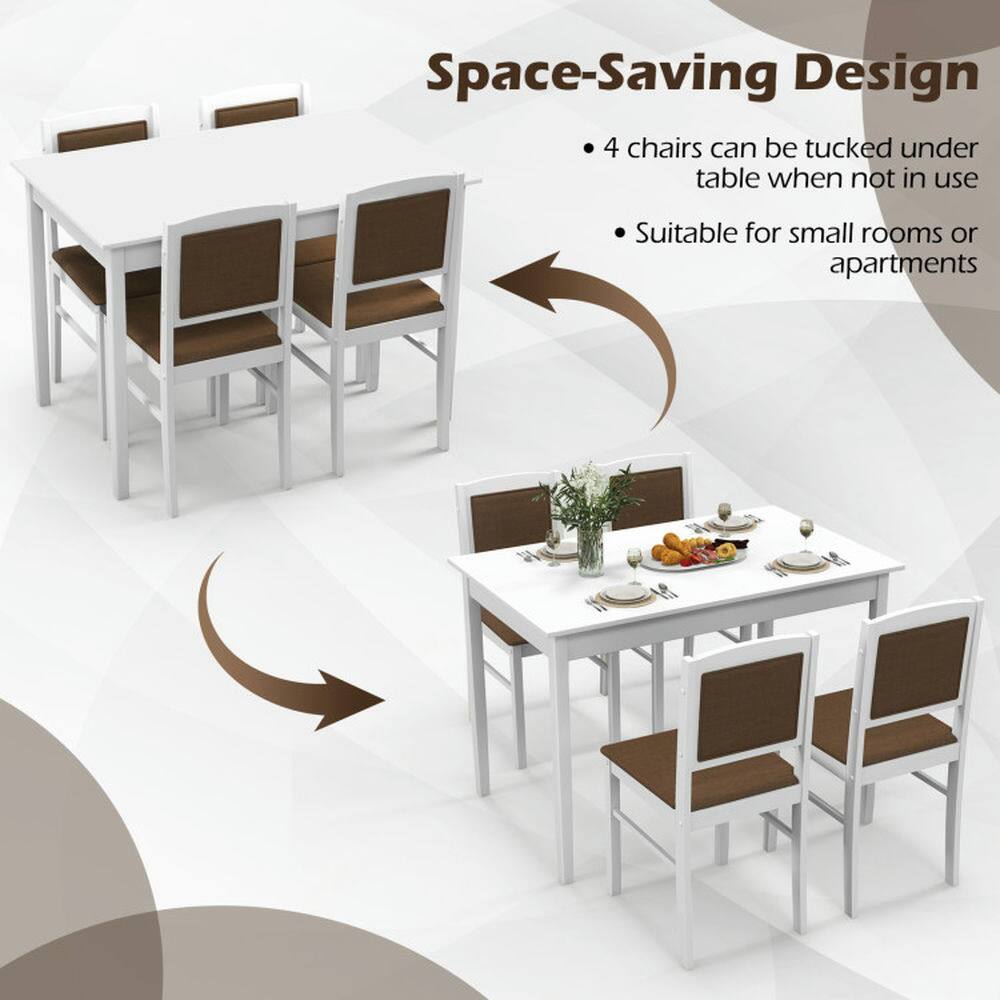 Space-Saving Design  
- 4 chairs can be tucked under table when not in use  
- Suitable for small rooms or apartments
